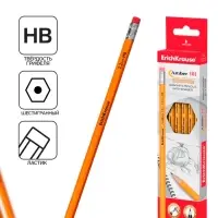 Карандаш чернографитный ErichKrause. Amber 101, НВ, с ластиком, шестигранный