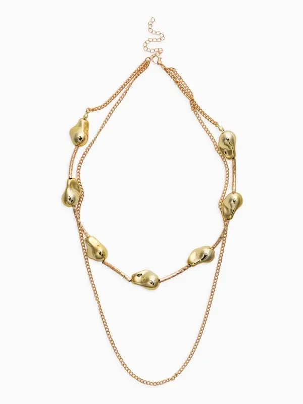 Колье цепочка &laquo;барокко&raquo;, 2 яруса, цвет золото