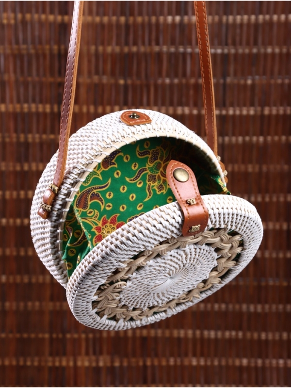 Сумка плетеная ротанг "Мандала" бежевый, 20х6х70 см