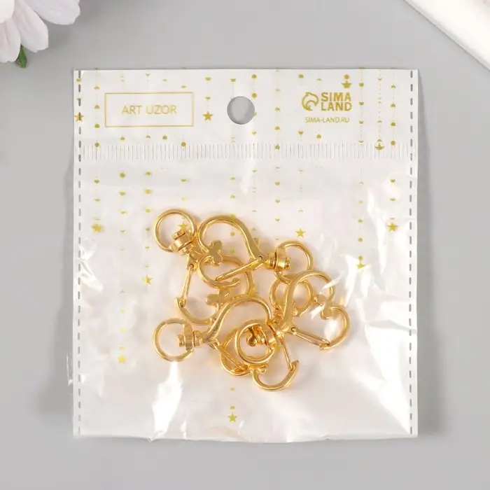 Карабин металл с кольцом "Сердце" золото 3,4х2,4 см