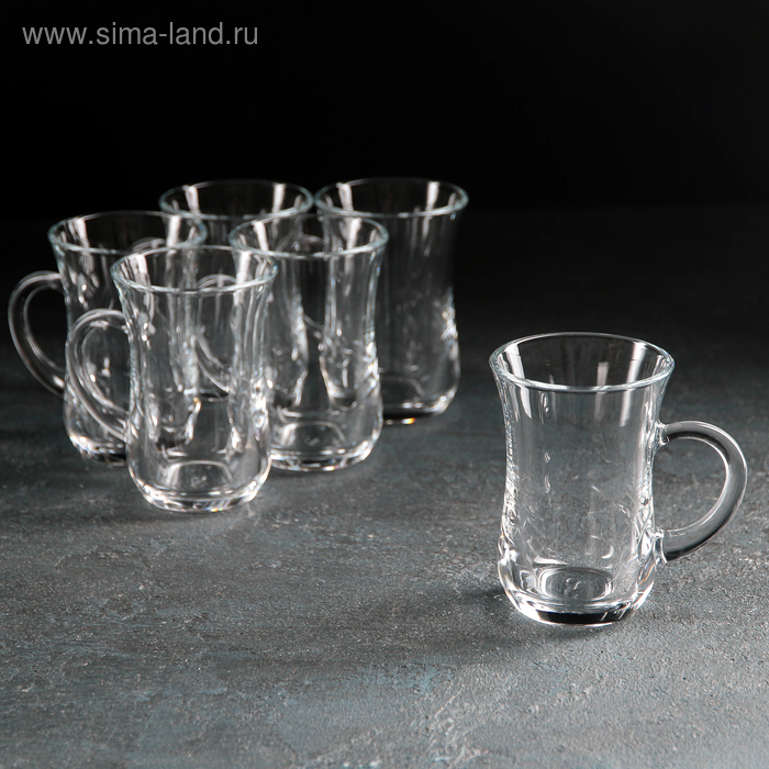 Набор стеклянных кружек для чая с ручкой Keyif, 145 мл, 6 шт Набор стеклянных кружек для чая с ручкой Keyif, 145 мл, 6 шт