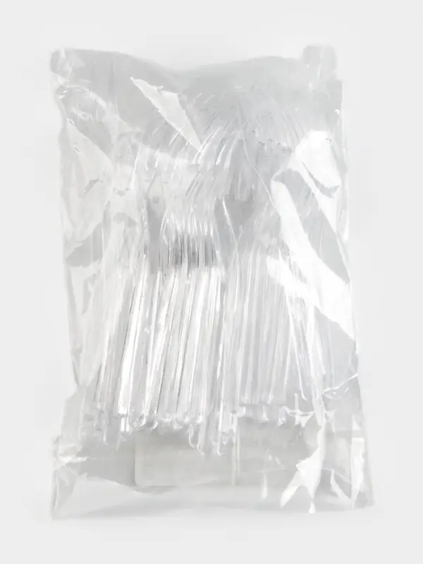 Вилка одноразовая для фуршета, набор 50 шт., 10 см, пластик, прозрачная