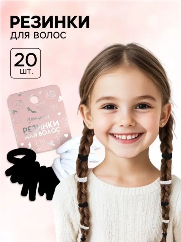 Резинки для волос, белые и черные, Принцессы