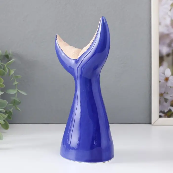 Фигурка керамика &laquo;Большой хвост кита&raquo;, песочно-синий, 13.8&times;8&times;22.6 см