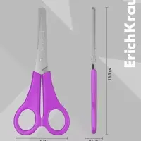 Ножницы детские для левшей 13.5 см, ErichKrause Joy Left Hand, с закруглёнными концами лезвий и линейкой, МИКС
