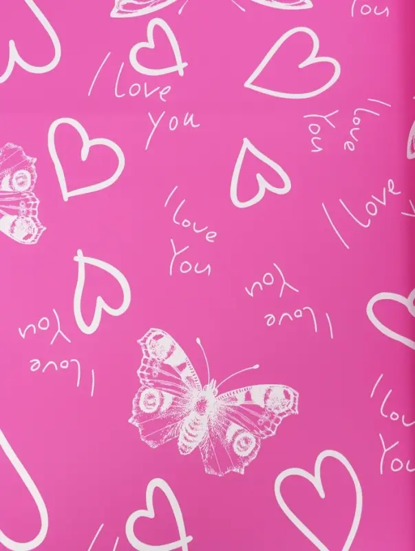 Плёнка для цветов, &laquo;Бабочки и сердца&raquo;, фуксия, 57&times;57 см