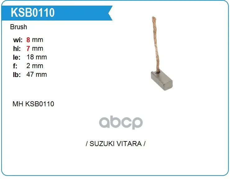 щетка мотора отопителя (1шт.) Motorherz арт. KSB0110