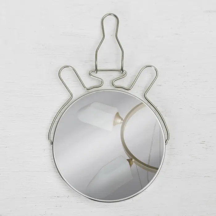 Зеркало настольное, с увеличением х2, настенное, двустороннее, 13.5&times;15 см, (d=11.5 см), металлическое