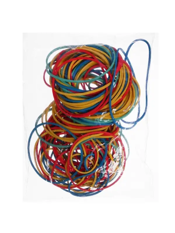 Банковская резинка, 100 г, диаметр 60 мм, длина 95 мм, сечение 1.7&times;1.7 мм, МИКС, в пакете