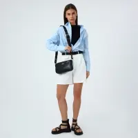 Сумка женская багет на молнии, 25&times;5&times;15 см, чёрная