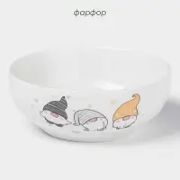 Салатник новогодний «Домашние гномики», 580 мл, d=15,5 см, фарфор, цвет белый