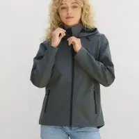 Куртка софтшелл с капюшоном женская Race Women, черная, размер S
