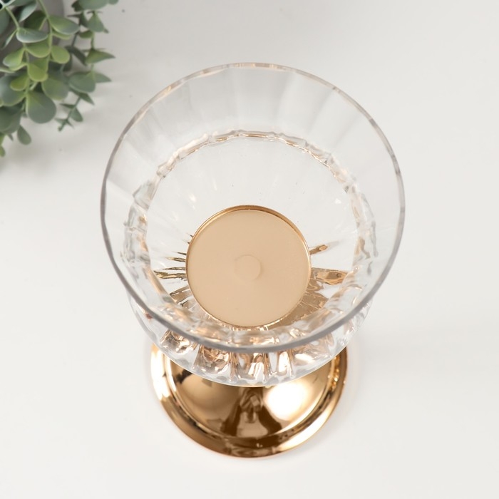 Подсвечник металл Подсвечник металл "Бокал на золотой ножке" d=5,5см 13х13х37 см