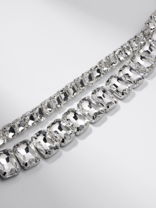 Чокер-колье «Сияние» дуэт, цвет белый в серебре, 36 см