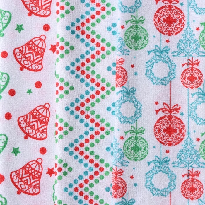 Салфетка новогодняя для уборки Доляна «С Новым Годом», 3 шт, 220 г/м², 30×30 см, микрофибра Салфетка новогодняя для уборки Доляна «С Новым Годом», 3 шт, 220 г/м², 30×30 см, микрофибра