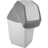 Ведро мусорное пластик 7л прям серое с черн крышк-маят мрамор 210х370х200мм