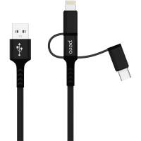 Кабель USB PERO DC-06 3 in 1 (Lightning/micro USB/Type-C), 3А, 1м, черный