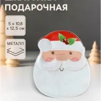 Шкатулка подарочная &laquo;Новогодний Санта с ягодками&raquo;, металл, 5&times;10.8&times;12.5 см