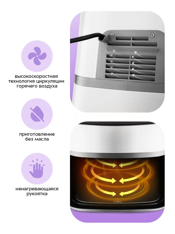 Аэрогриль электрический с поддоном КТ-2217 - 4.5 л - 1500 Вт Аэрогриль электрический с поддоном КТ-2217 - 4.5 л - 1500 Вт