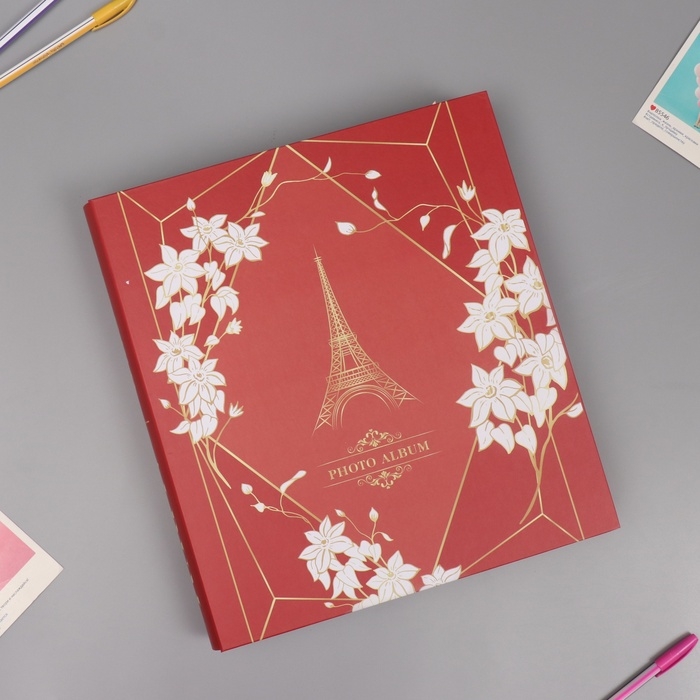 Фотоальбом на 800 фото 10х15 см Фотоальбом на 800 фото 10х15 см "Париж. Геометрия" коробке красн зол.обводка 5,5х30,5х33,5см 10749