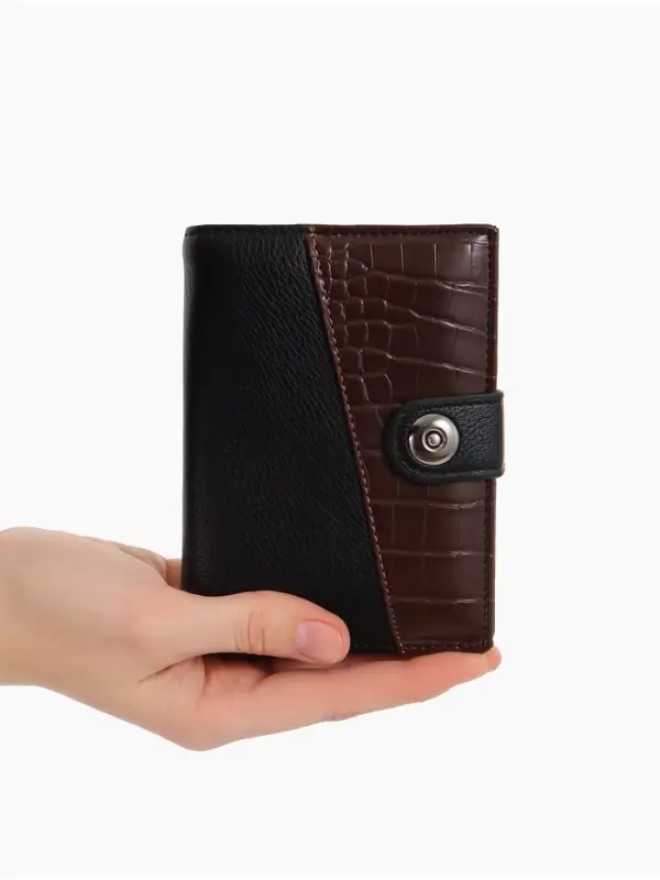 Портмоне мужское на кнопке, 3 в 1, для автодокументов и паспорта, 2 отдела, для карт, для монет, цвет чёрный/кофе Портмоне мужское на кнопке, 3 в 1, для автодокументов и паспорта, 2 отдела, для карт, для монет, цвет чёрный/кофе