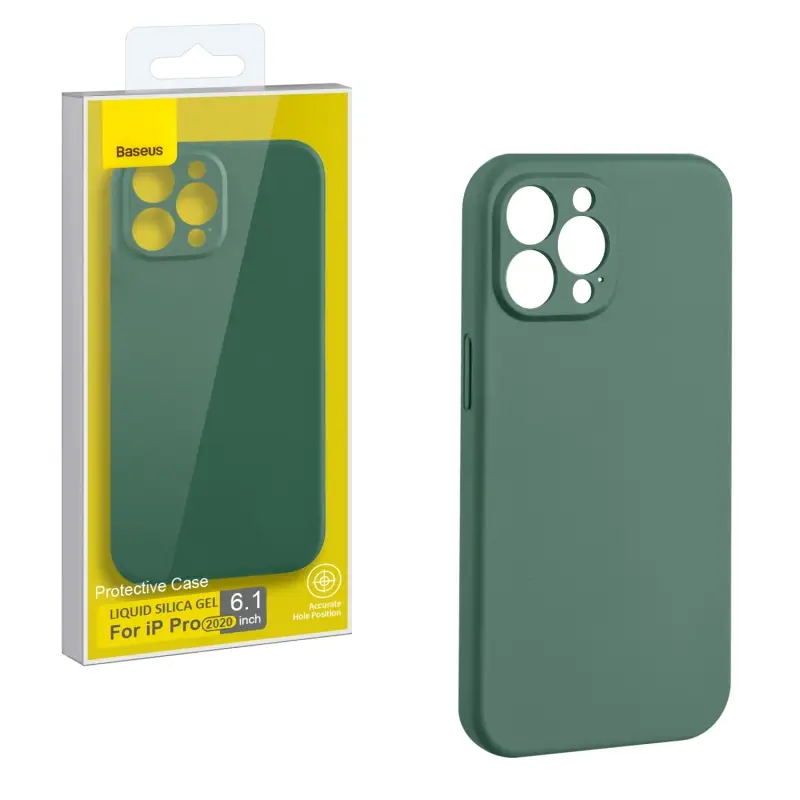 Чехол IPH 12 Pro (6.1) Baseus Silicone Case с защитой камеры Green