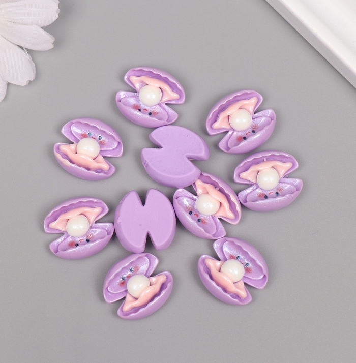 Декор для творчества пластик Декор для творчества пластик "Ракушка с жемчужинкой" блёстки набор 10 шт 2х1,8х0,9 см