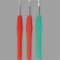 Крючок для вязания, с силиконовой ручкой, d=4.5 мм, 14 см, красный