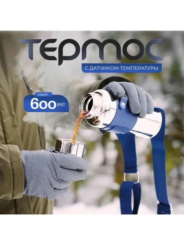 Термос Magistro, 600 мл, h=22.6 см, с ситом и термометром, нержавеющая сталь