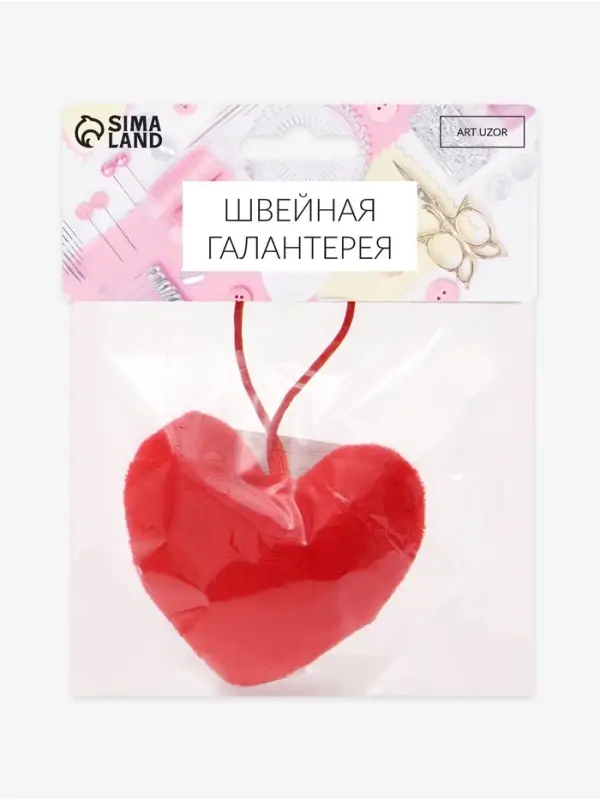 Игольница с петлёй &laquo;Сердце&raquo;, 8.5&times;6.5&times;3.5 см, красная