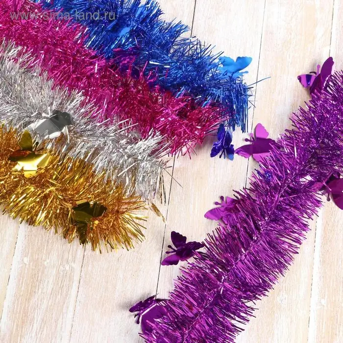 Мишура новогодняя «Зимнее волшебство. Бабочки», d=6 см, 200 см, МИКС Мишура новогодняя «Зимнее волшебство. Бабочки», d=6 см, 200 см, МИКС