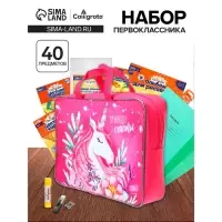 Набор первоклассника, 40 предметов, Calligrata &laquo;Приношу счастье&raquo;, в папке