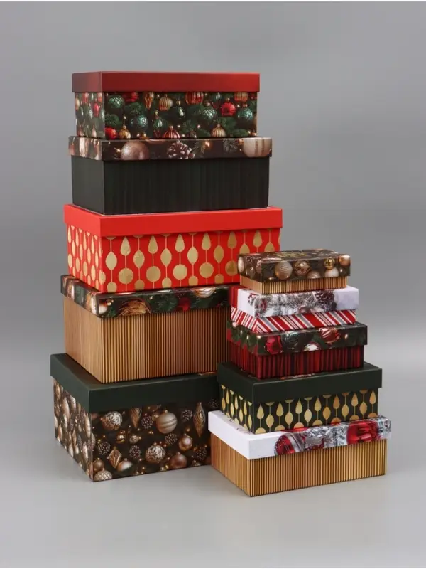 Коробка подарочная, набор 10 в 1 &laquo;Елочные игрушки&raquo;, 32.5&times;20&times;12.5 - 12&times;7&times;4 см