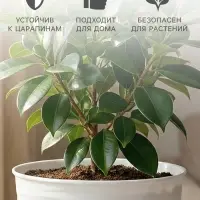 Горшок для цветов с поддоном Saffron, 1.5 л, d=14.6 см, h=13.5 см, пластиковый, белый