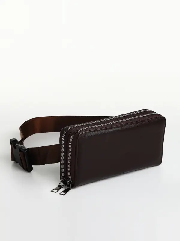 Сумка мужская на плечо TEXTURA, портмоне-клатч, на молнии, коричневая