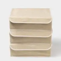 Органайзеры для хранения белья &laquo;Пастель&raquo;, 3 шт., с крышкой, 31.5&times;25&times;10 см, бежевые