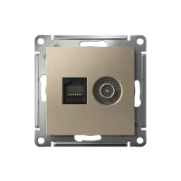Розетка ATLASDESIGN двойная компьютерная+ТВ RJ45+TV категория 5E механизм шампань