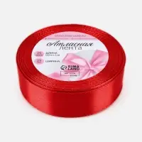 Лента атласная, 25 мм, 23&plusmn;1 м, красная №26