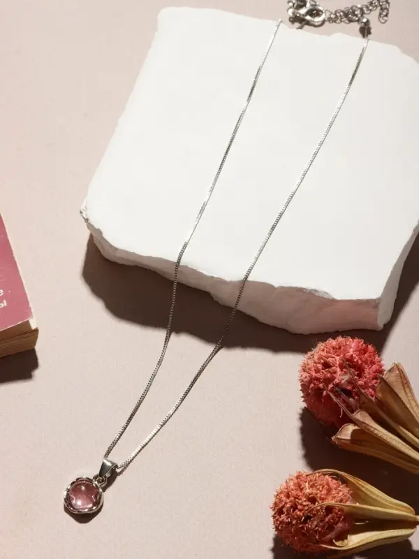 Кулон &laquo;Нежность&raquo;, на цепочке, розовый в серебре, 45 см