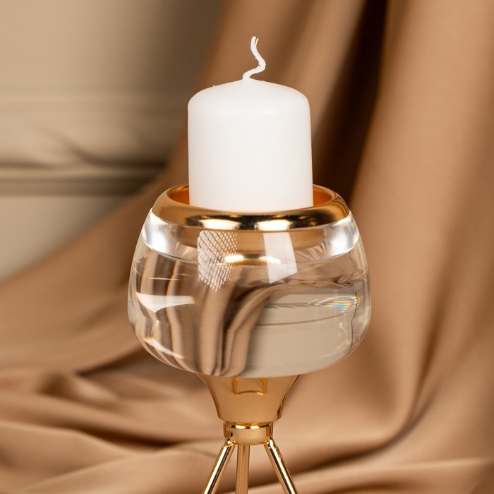 Подсвечник металл, стекло на 1 свечу «Изысканность» цвет золото 9.5 х 9.5 х 17 см Подсвечник металл, стекло на 1 свечу «Изысканность» цвет золото 9.5 х 9.5 х 17 см