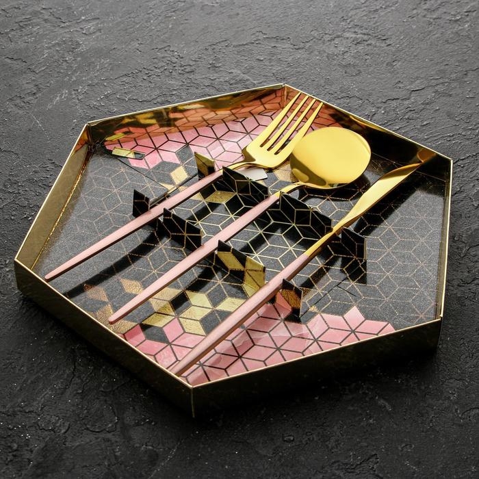 Набор столовых приборов: ложка, вилка и нож «Красота в каждой детали», 26,5 см