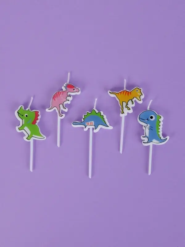 Свечи для торта &laquo;Динозаврики&raquo;, 5 шт., разноцветные