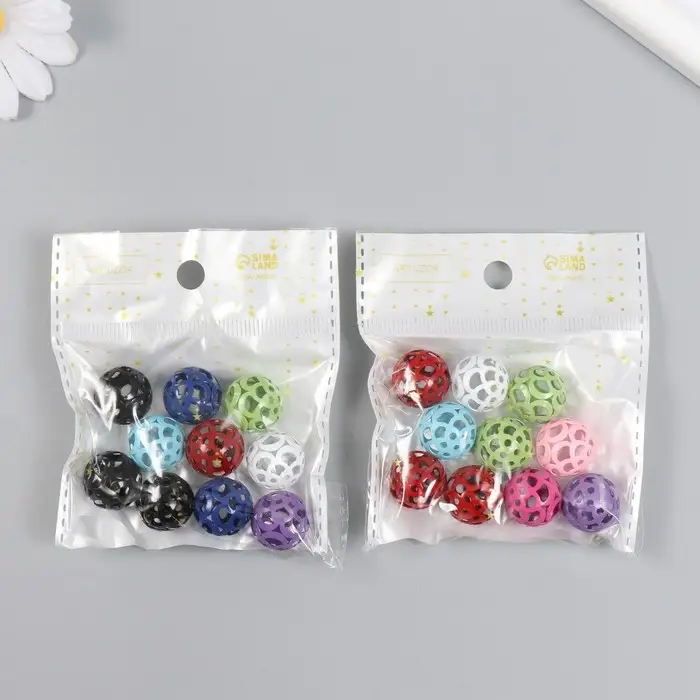 Бусина для творчества металл "Шарик с узорами" МИКС 1,6х1,6х1,6 см