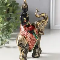 Сувенир полистоун "Будда в ярком наряде, на слоне" 5,5х11х16,5 см