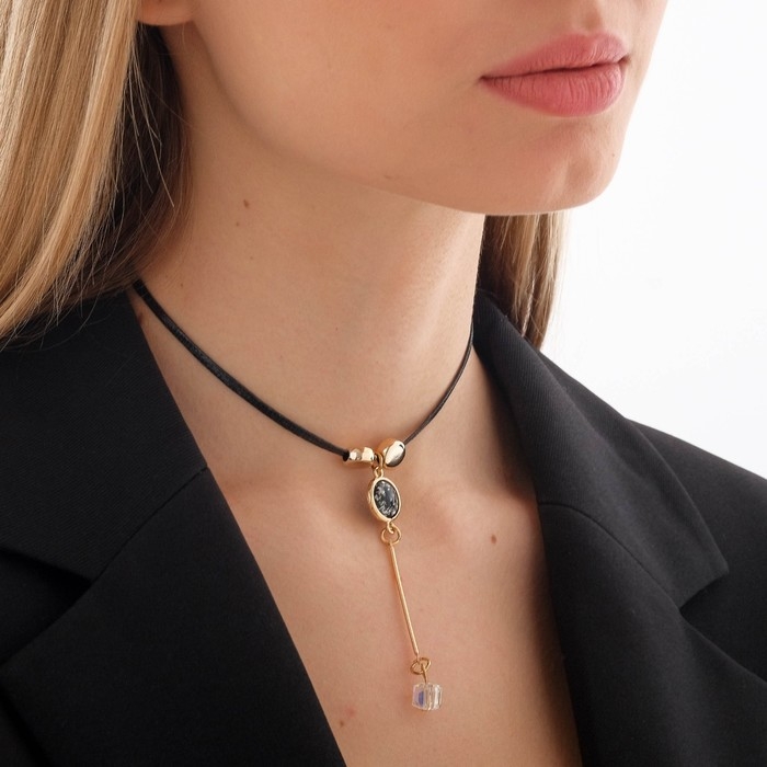 Чокер «Кожа» с подвесками, цвет чёрно-золотой, L=30 см Чокер «Кожа» с подвесками, цвет чёрно-золотой, L=30 см