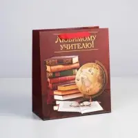 Пакет подарочный ламинированный, упаковка, «Любимому Учителю», ML 27 х 23 х 11.5 см