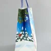 Пакет подарочный крафтовый &laquo;С Новым годом&raquo;, барашки, 28&times;32&times;15 см