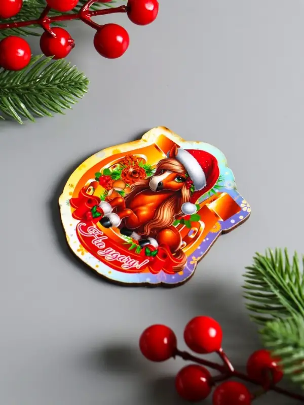 Набор магнитов новогодних «Новый год - 1», 5 шт., размер магнита 7 см