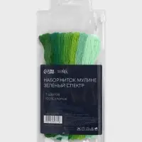 Нитки мулине TEIRA, 8&plusmn;1 м, набор 7 шт., хлопок, зелёные