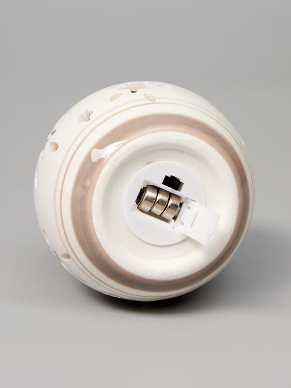 Елочный шар Елочный шар "Звезды беж" 10х8.8х8.8, 1 LED, LR44x3(в компл.), Т/БЕЛЫЙ